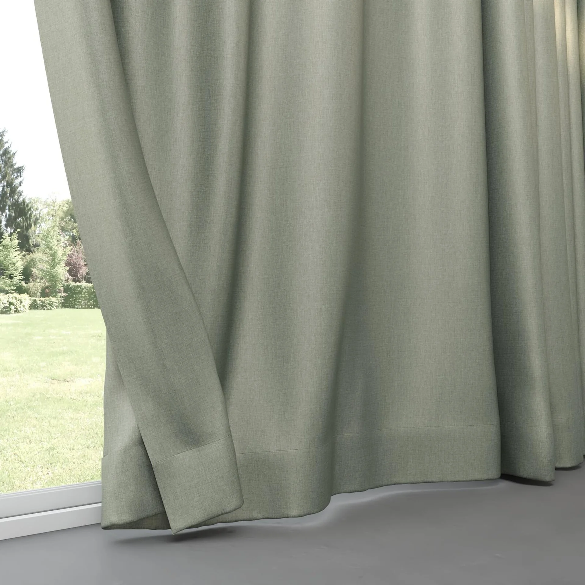 Bottom view of Matrix Duckegg, pinch pleat