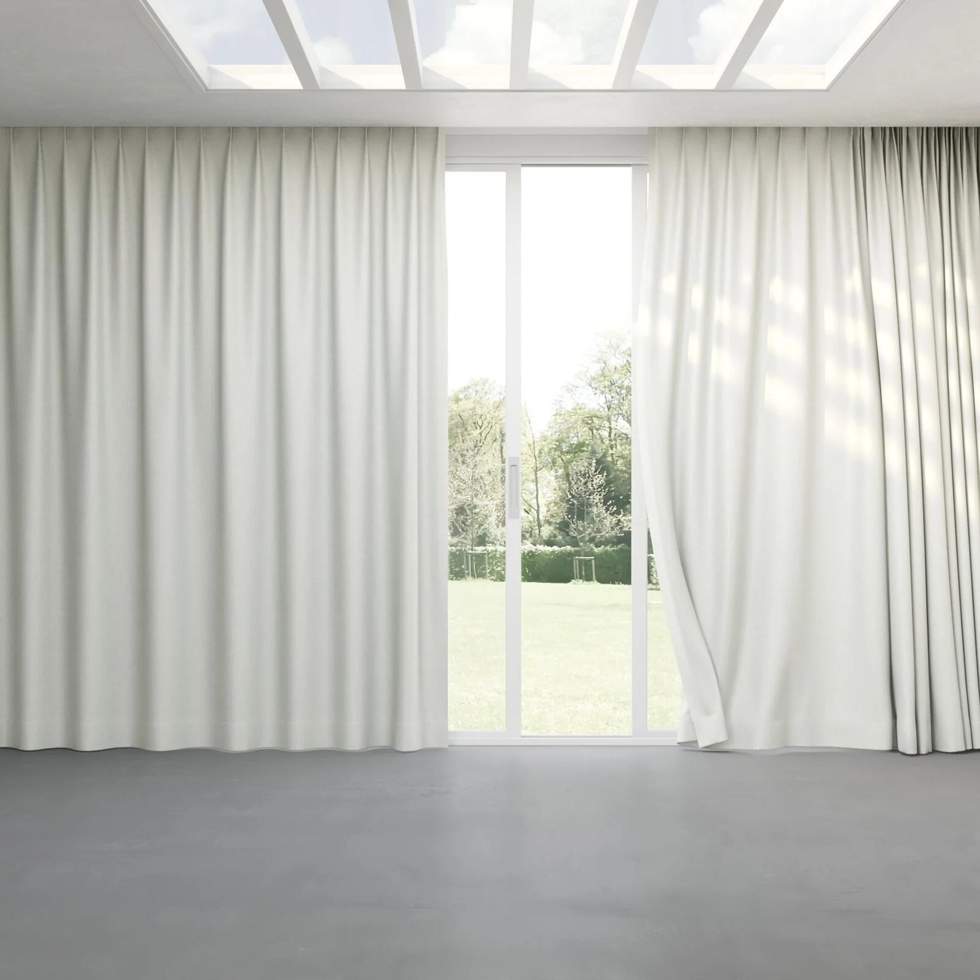 Full view of Jupiter Wool, pinch pleat