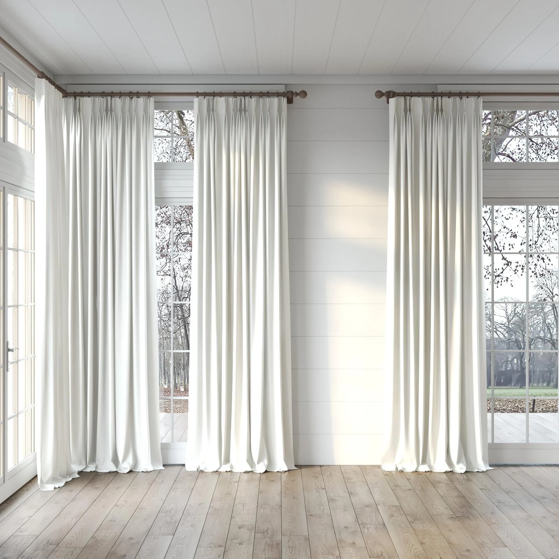 Full view of Coverlet Snow, puddled, on curtain rod