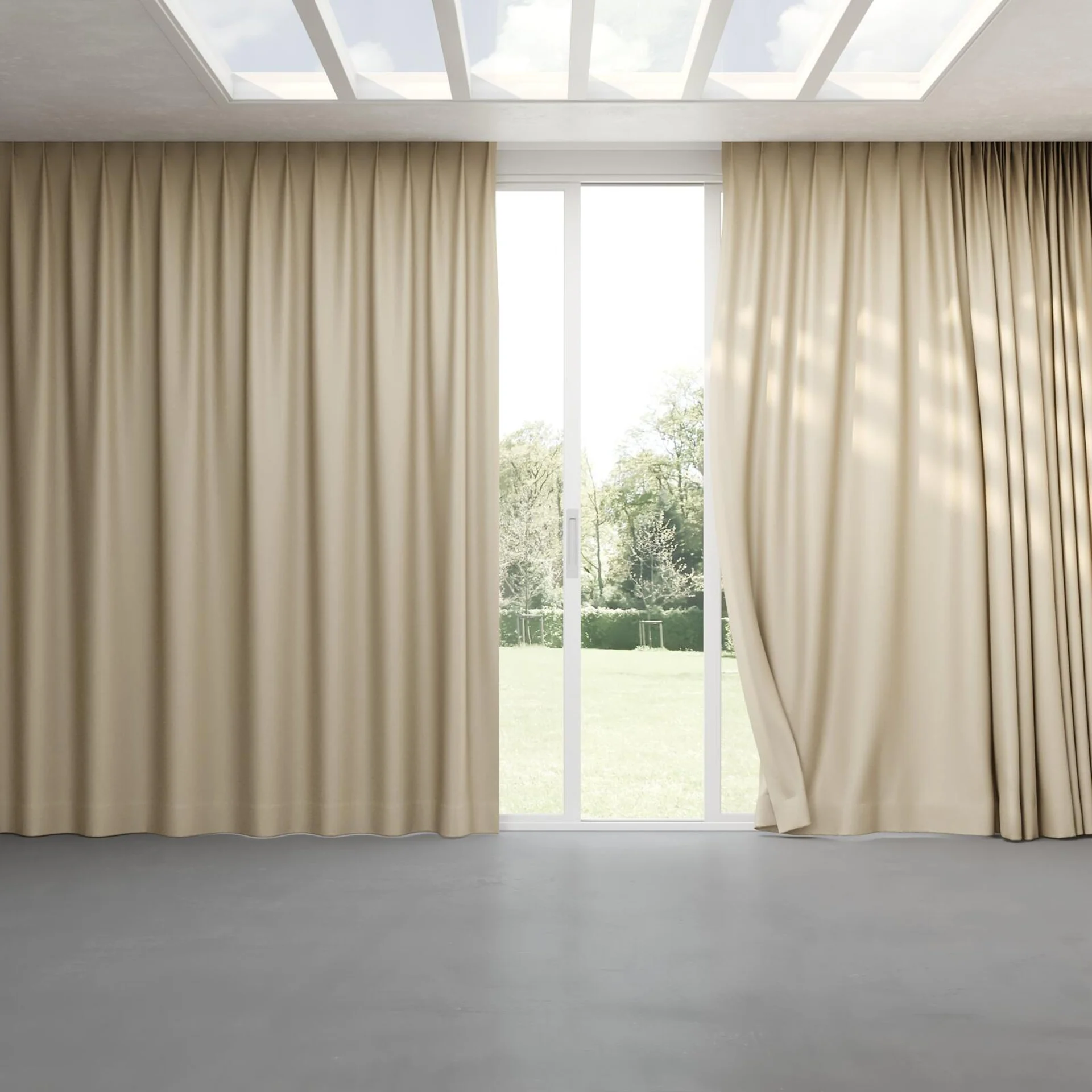 Full view of Eternal Linen, pinch pleat