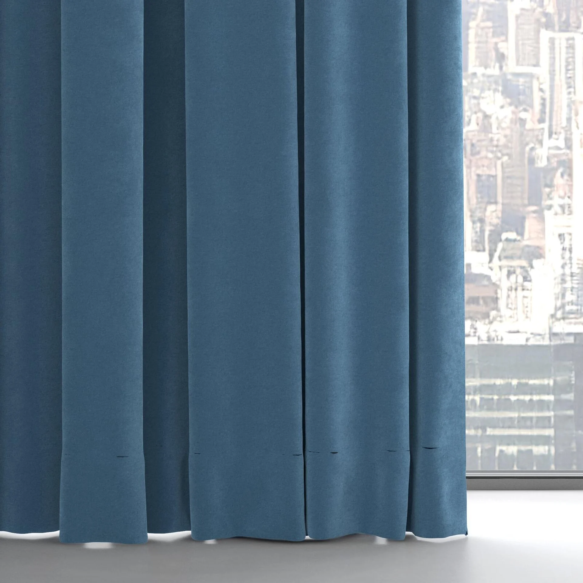Bottom view of Lux Velvet Azure 8817, on hidden rail