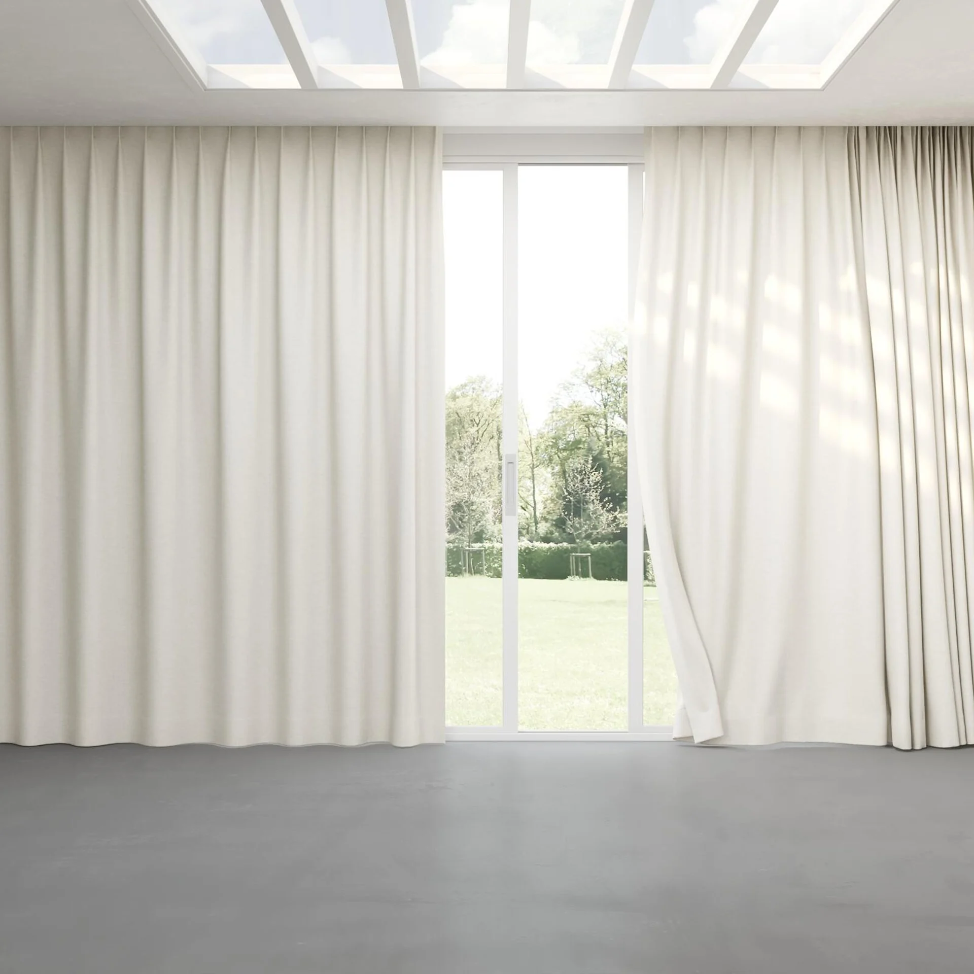 Full view of Bravo Cream, pinch pleat