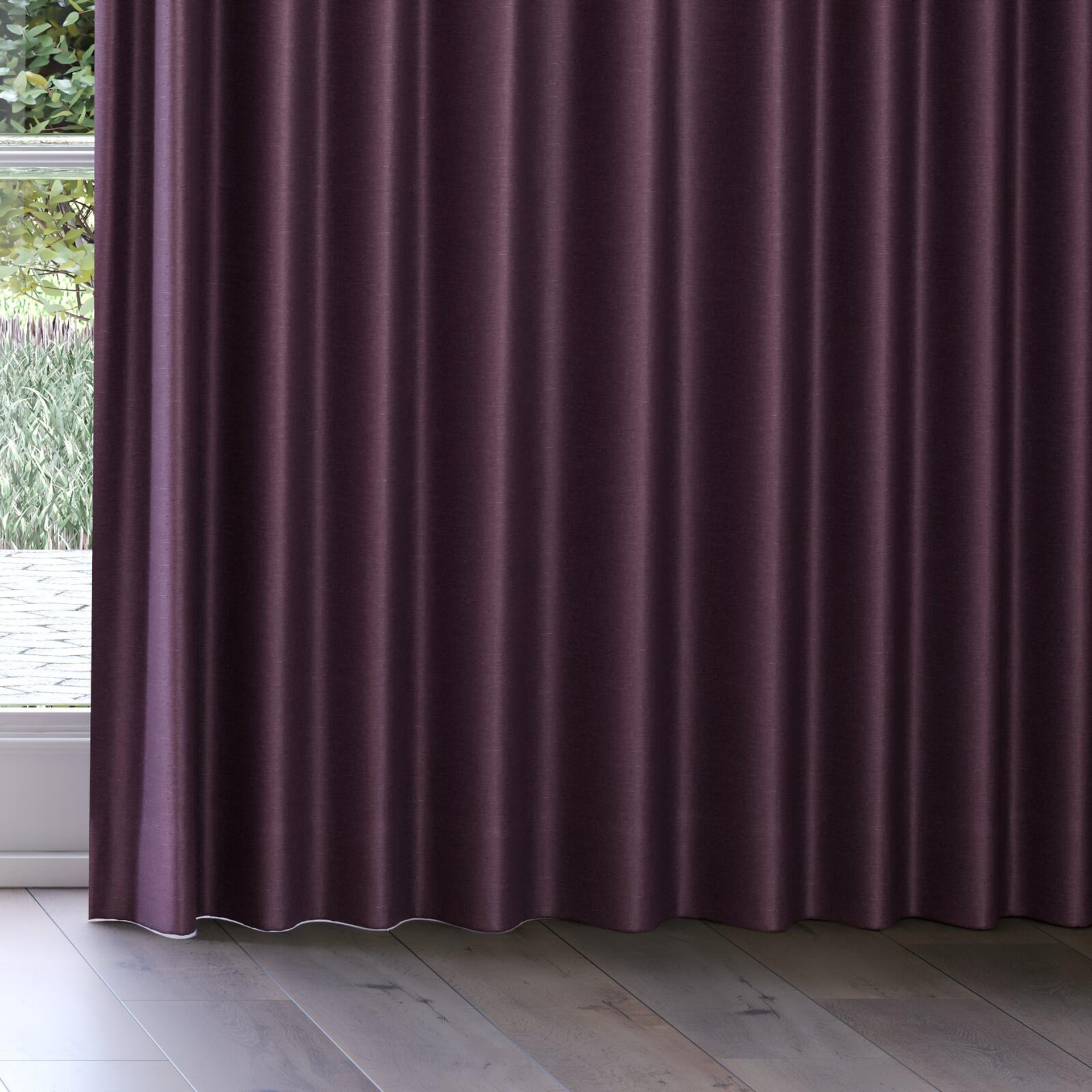 Bottom view of Provence Aubergine, on curtain rail