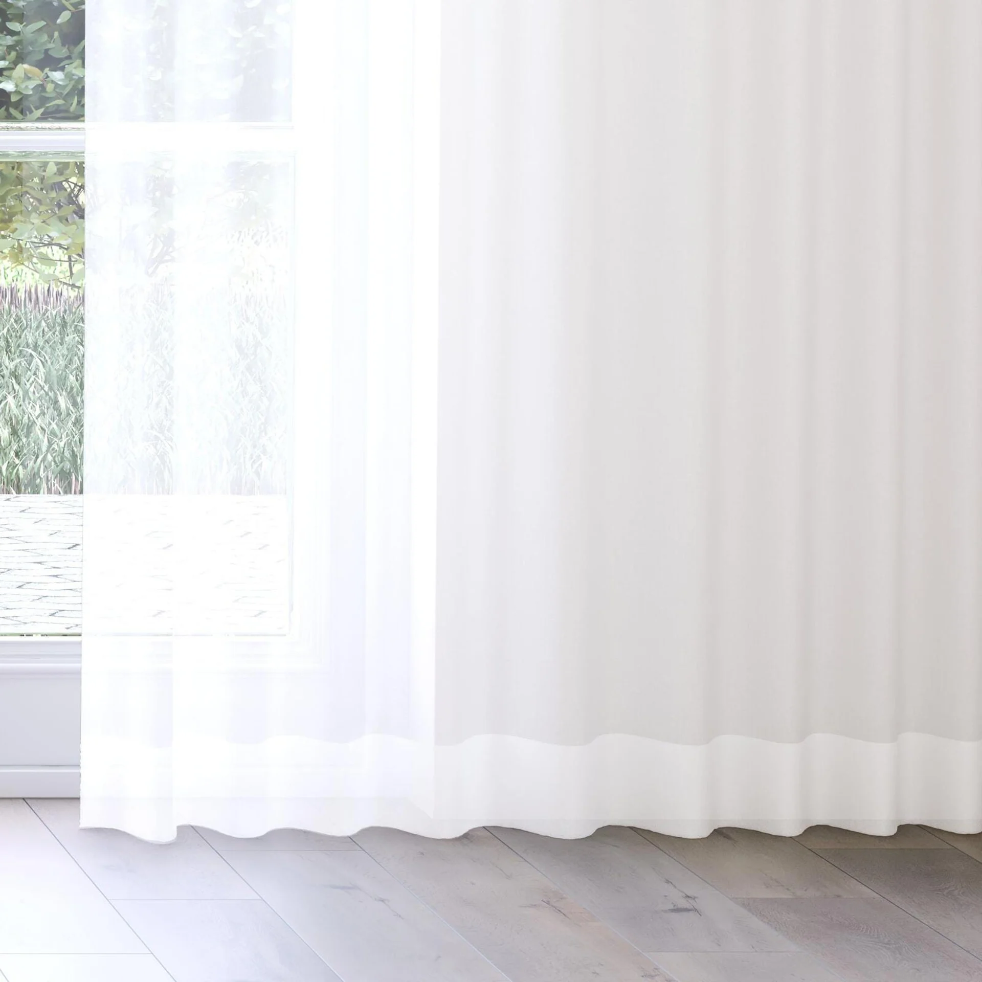 Bottom view of Zine Pearl, on curtain rail
