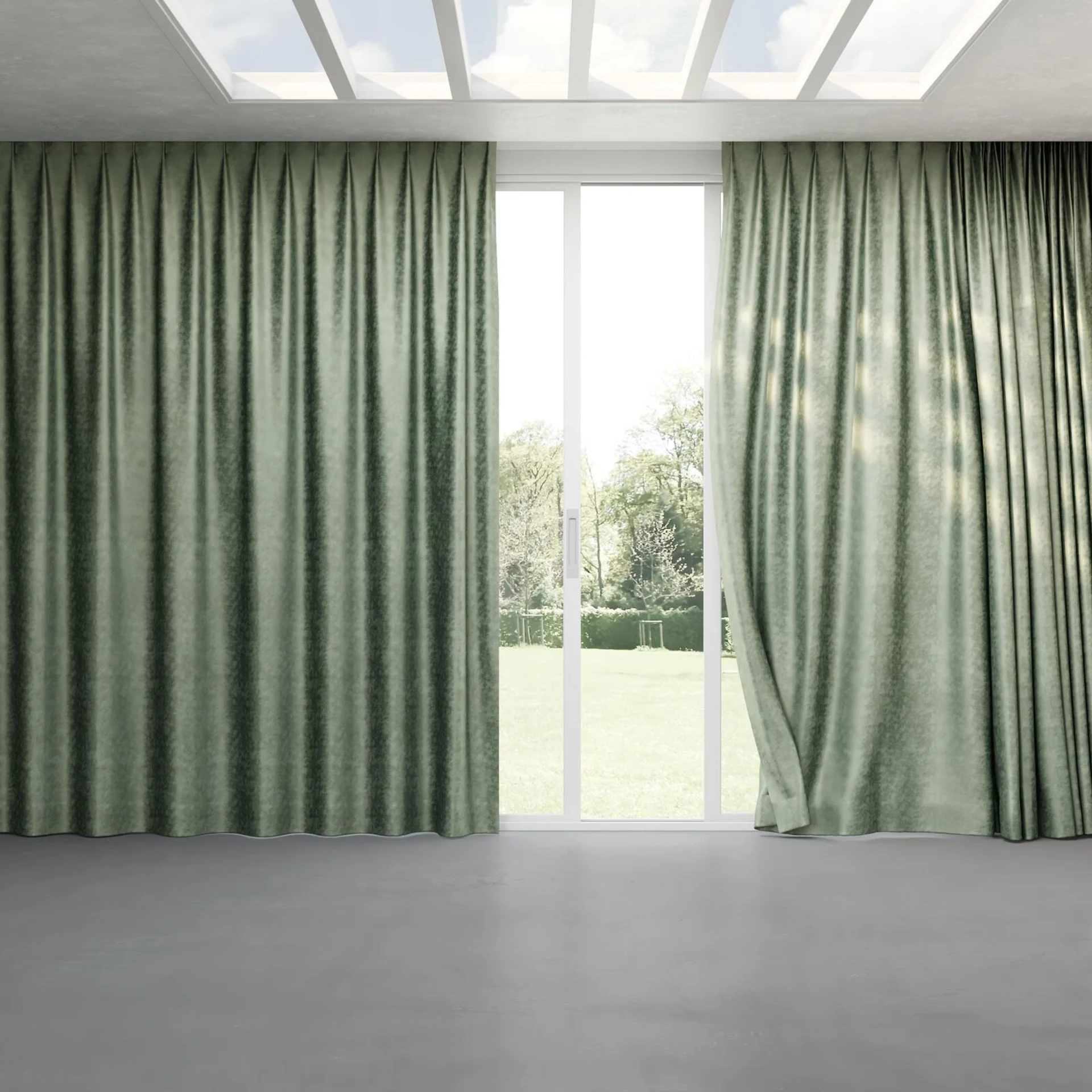 Full view of Fizz Laurel, pinch pleat