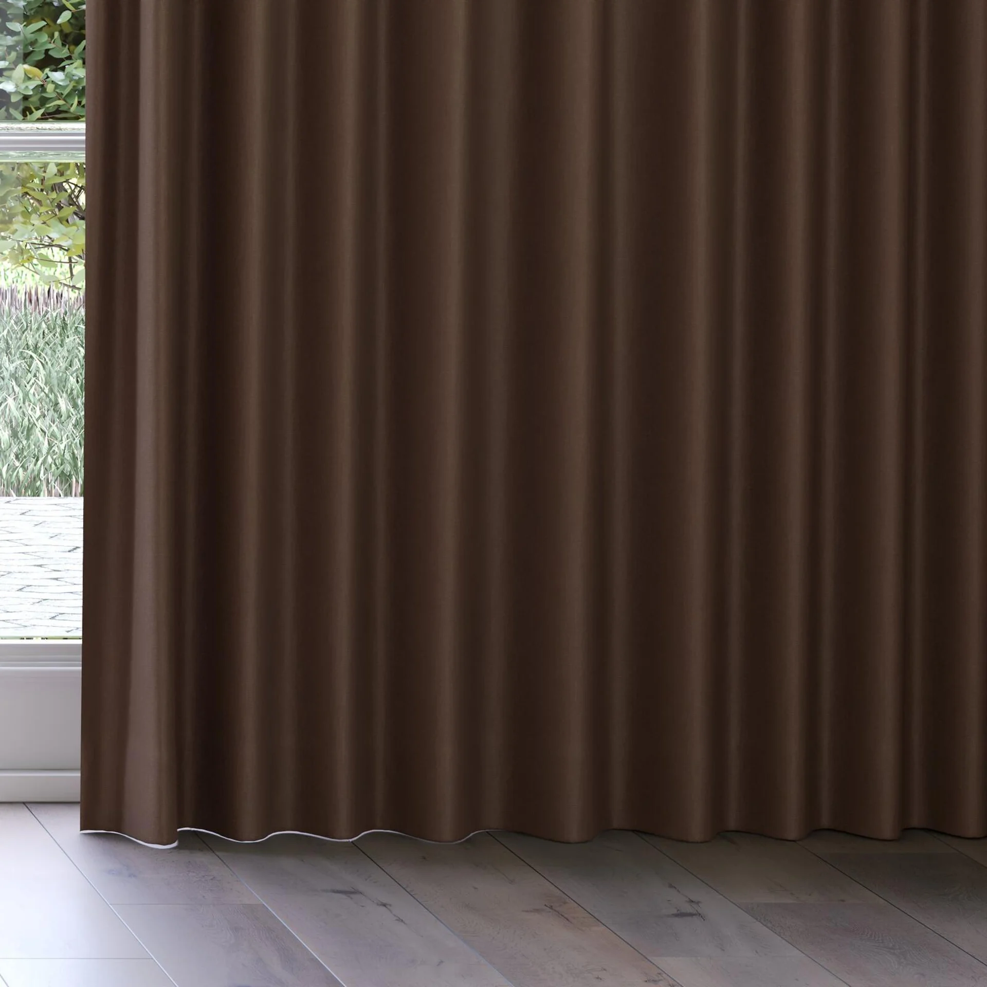 Bottom view of Eternal Nutmeg, on curtain rail