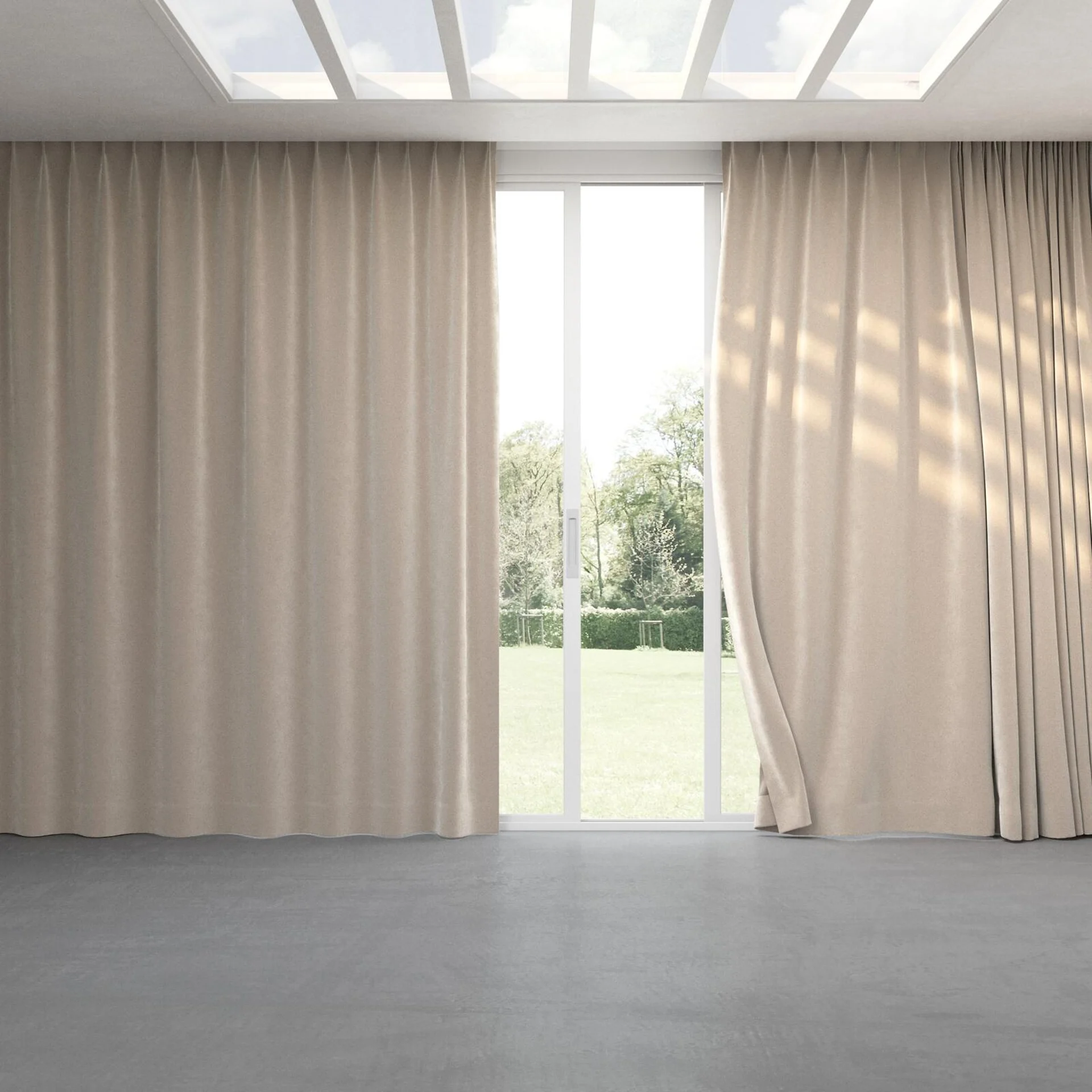 Full view of Vienna Moonstone, pinch pleat