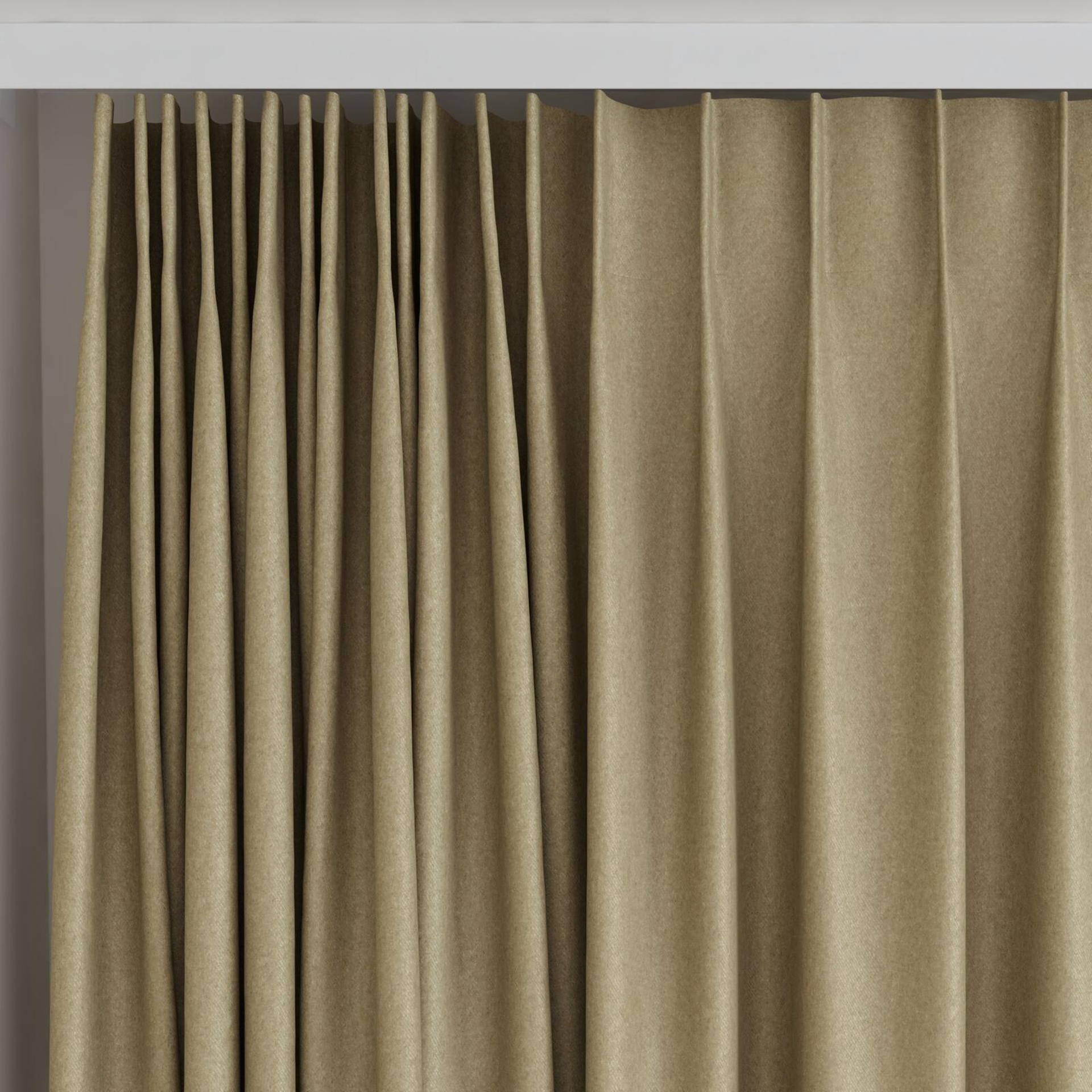 Top view of Woolly/Woolen Seagrass, on curtain rail