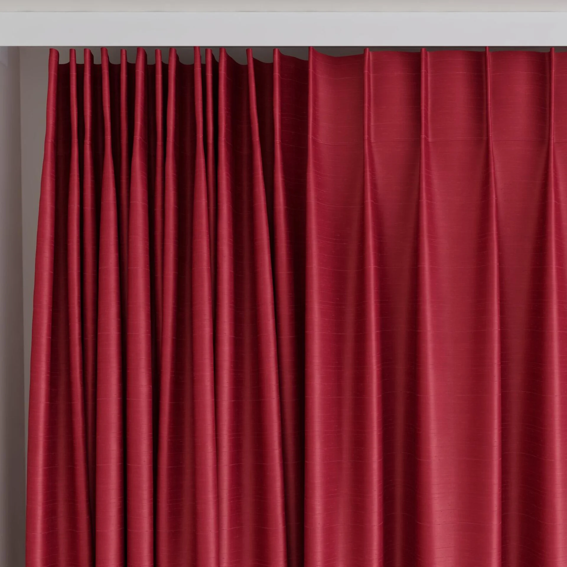 Top view of Silky Cabernet, on curtain rail