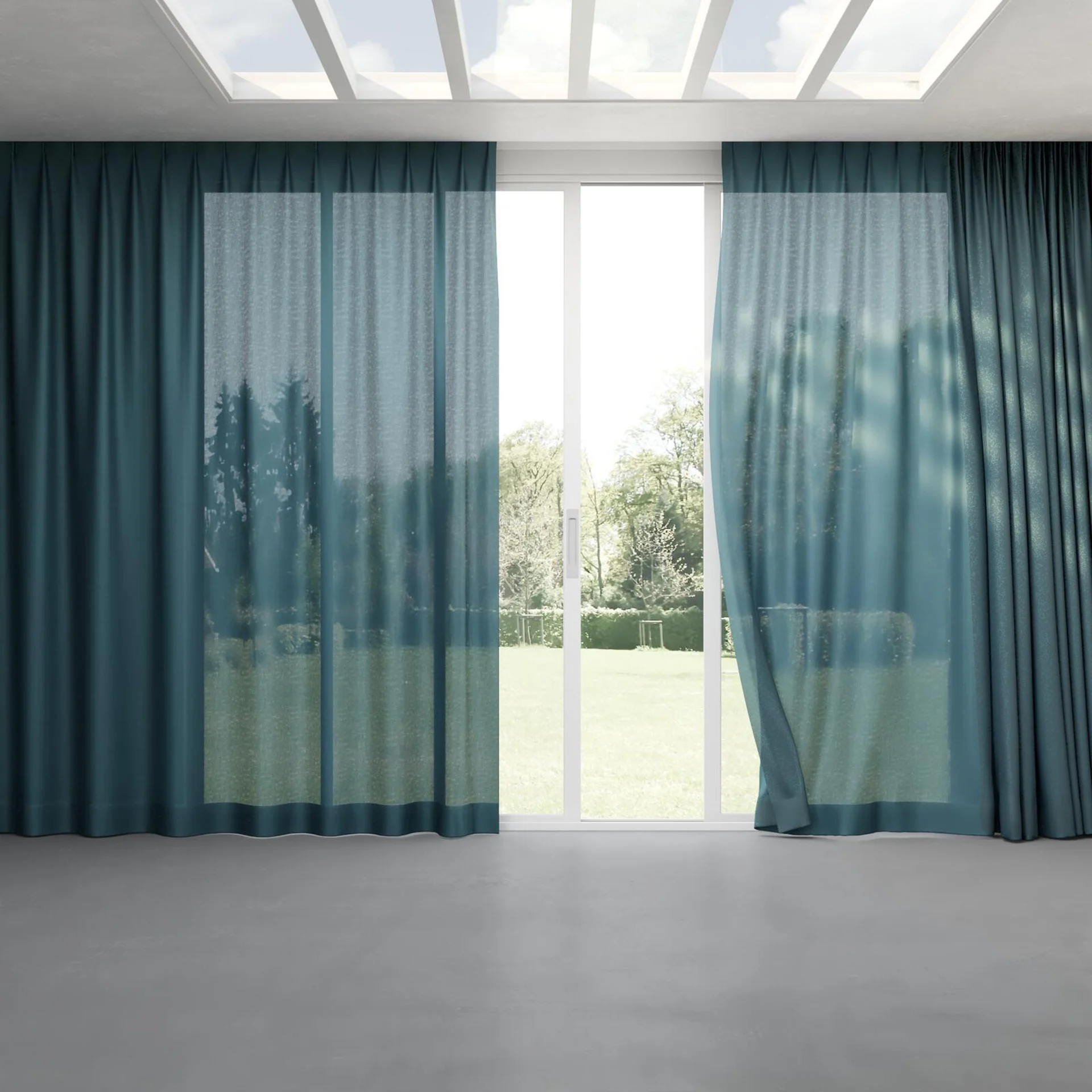 Full view of Linen Sanctuary, pinch pleat