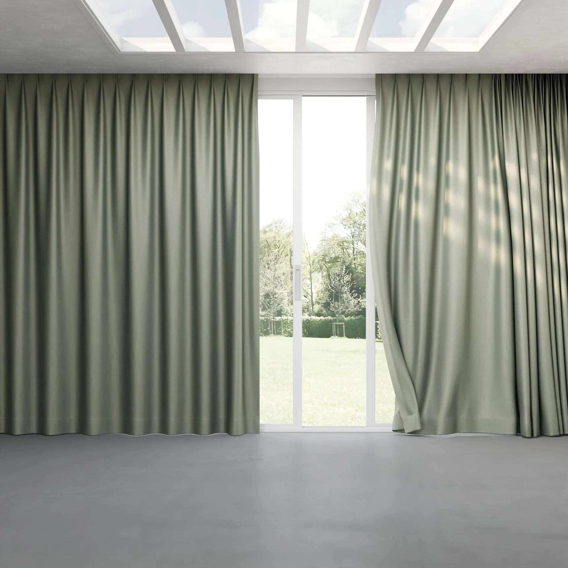 Full view of Matrix Duckegg, pinch pleat