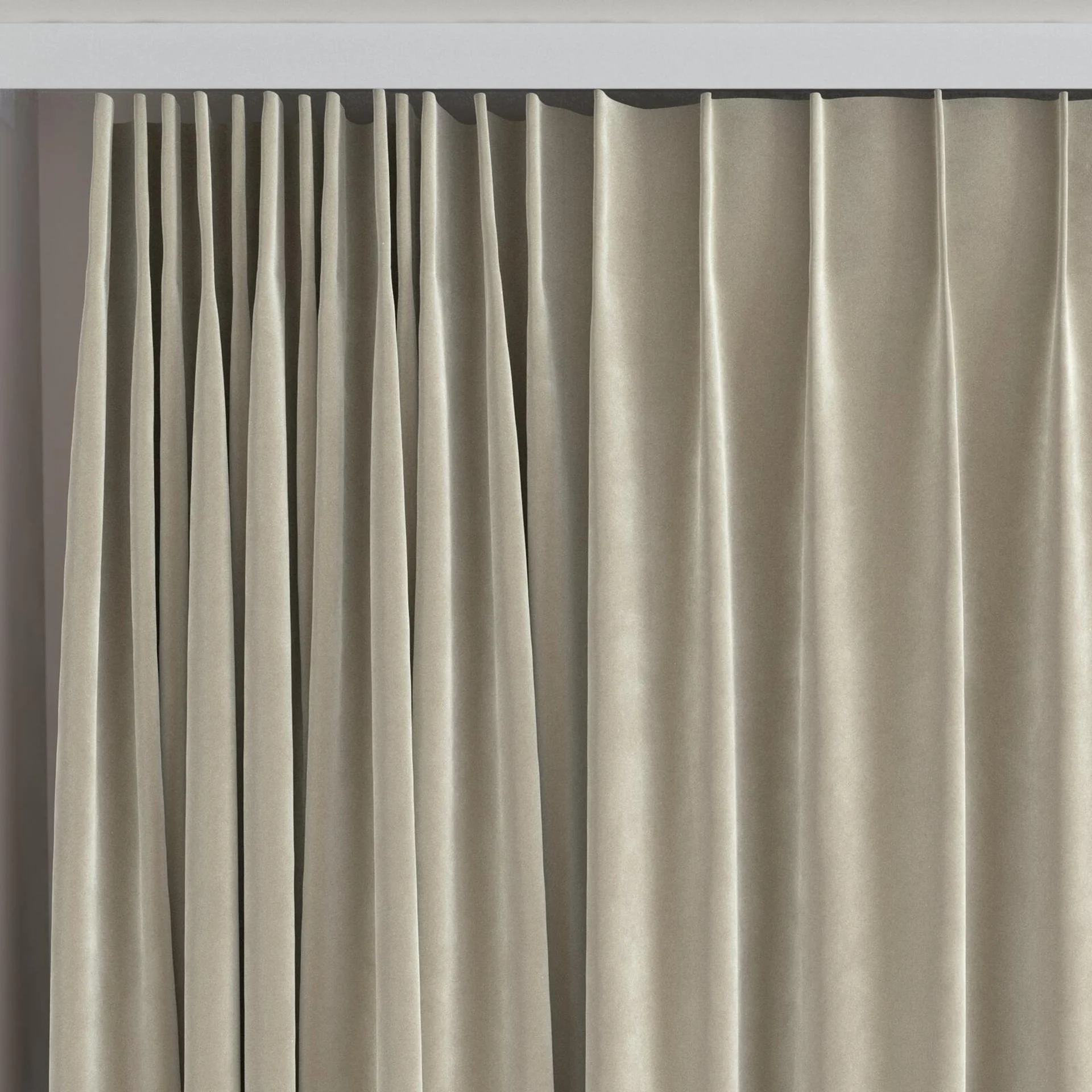 Top view of Vienna Suede, on curtain rail