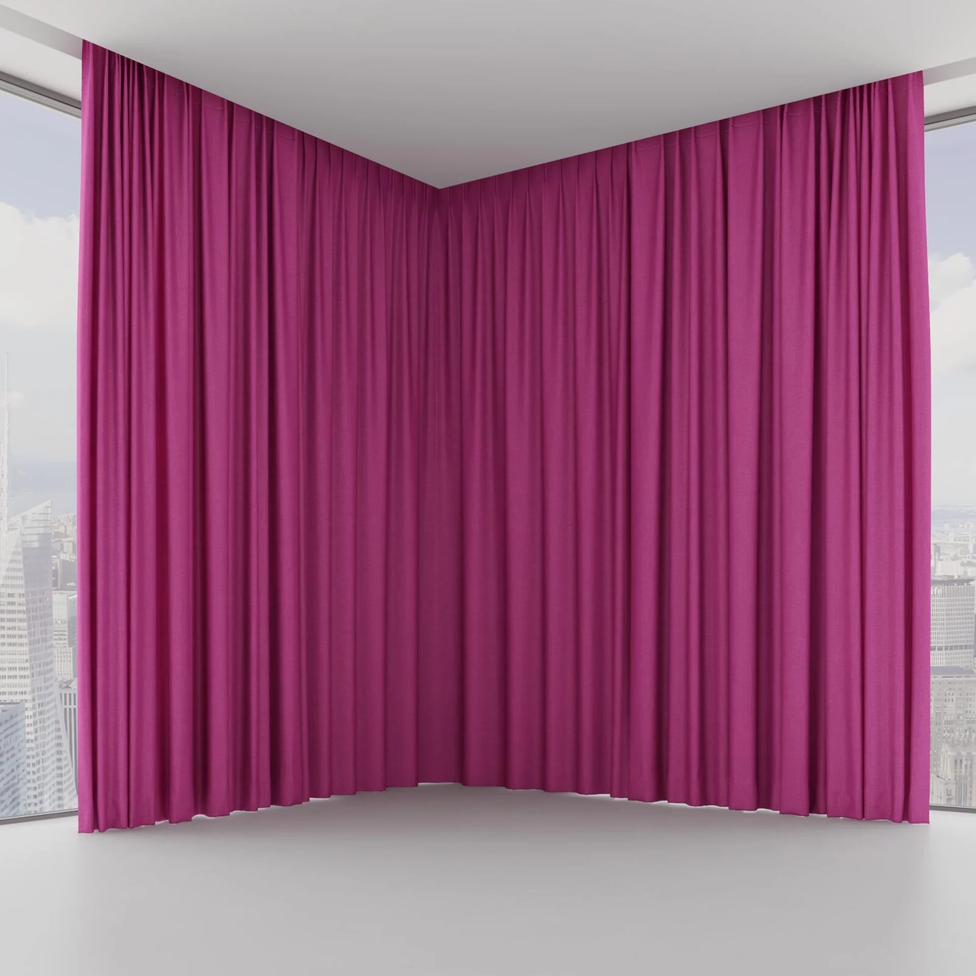 Front view of Cushy Fuchsia, on hidden rail