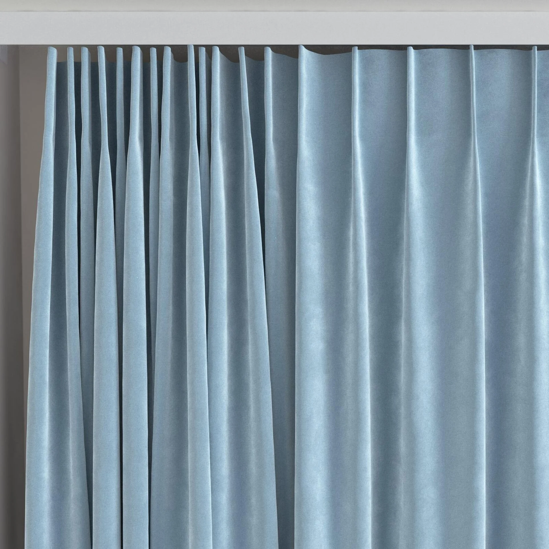 Top view of Lux Velvet Sky 8804, on curtain rail