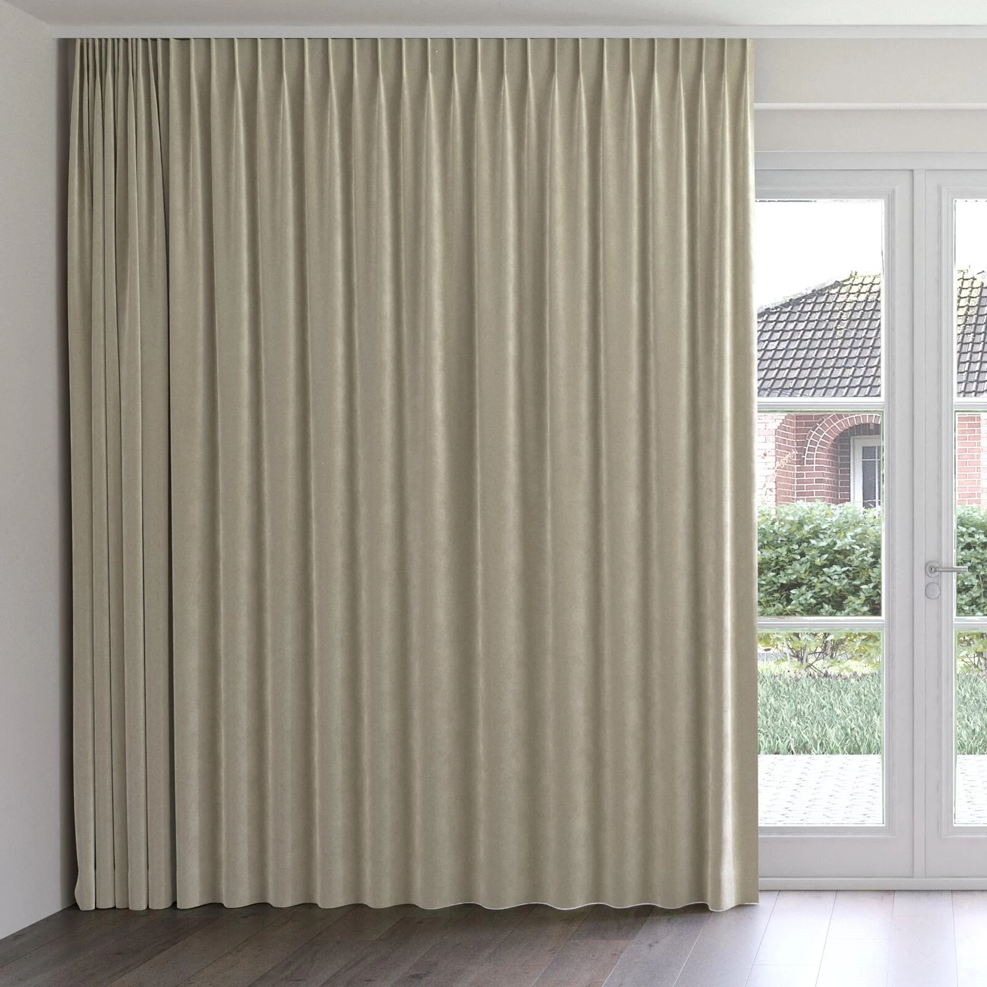 Front view of Vienna Oyster, on curtain rail