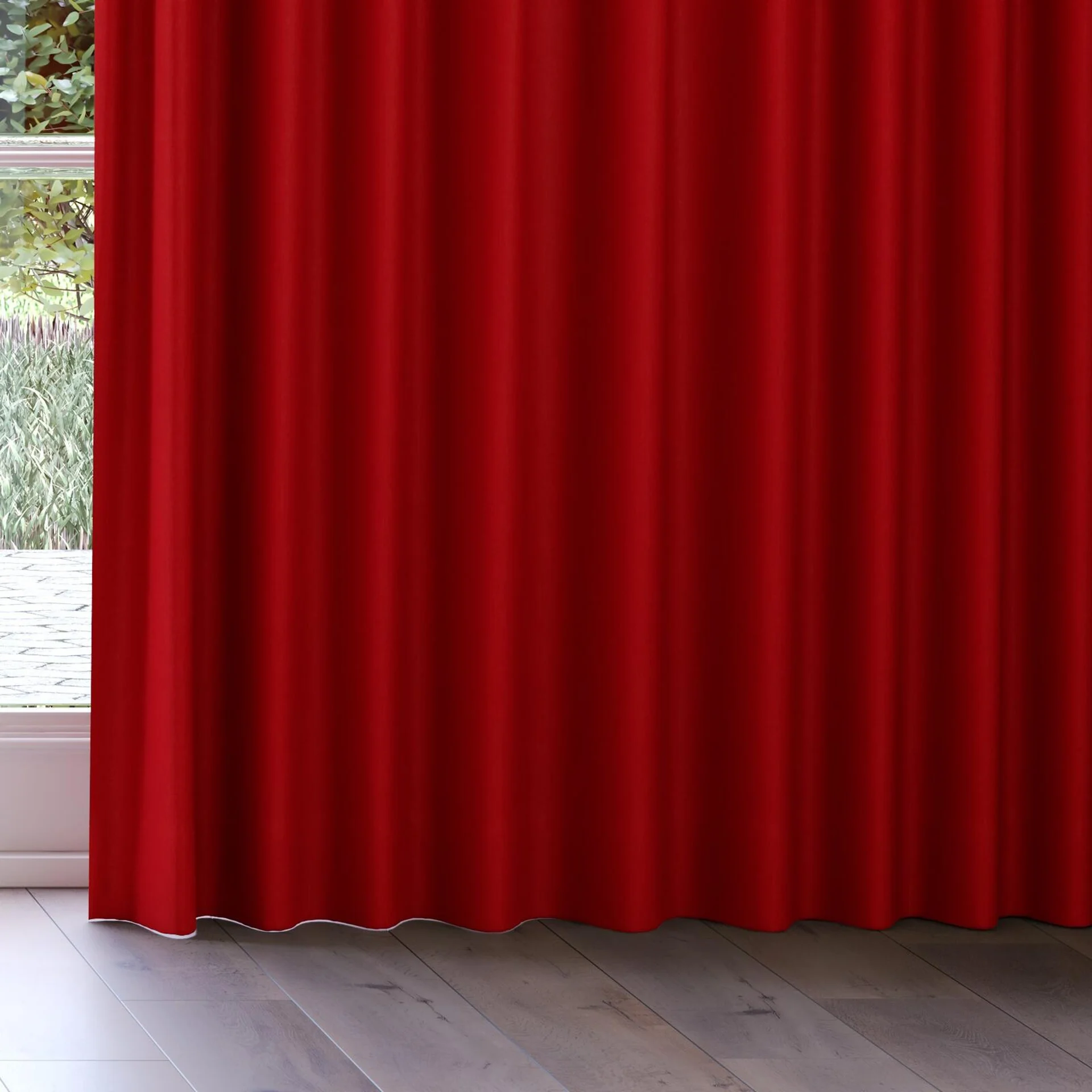 Bottom view of Luxo Poppy, on curtain rail