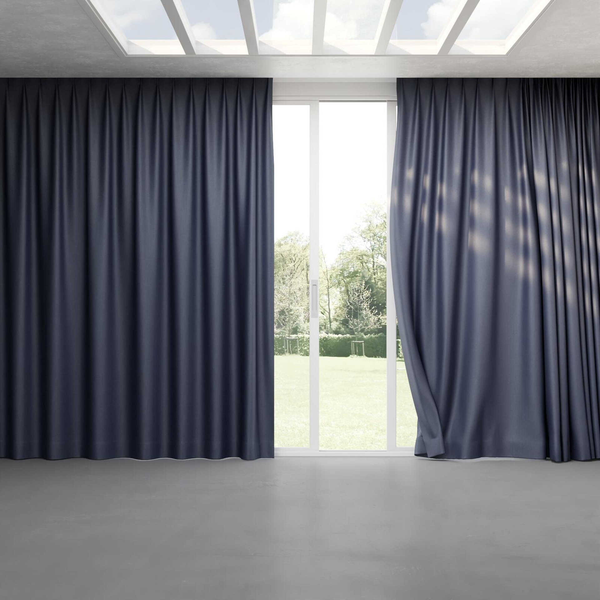 Full view of Matrix Navy, pinch pleat