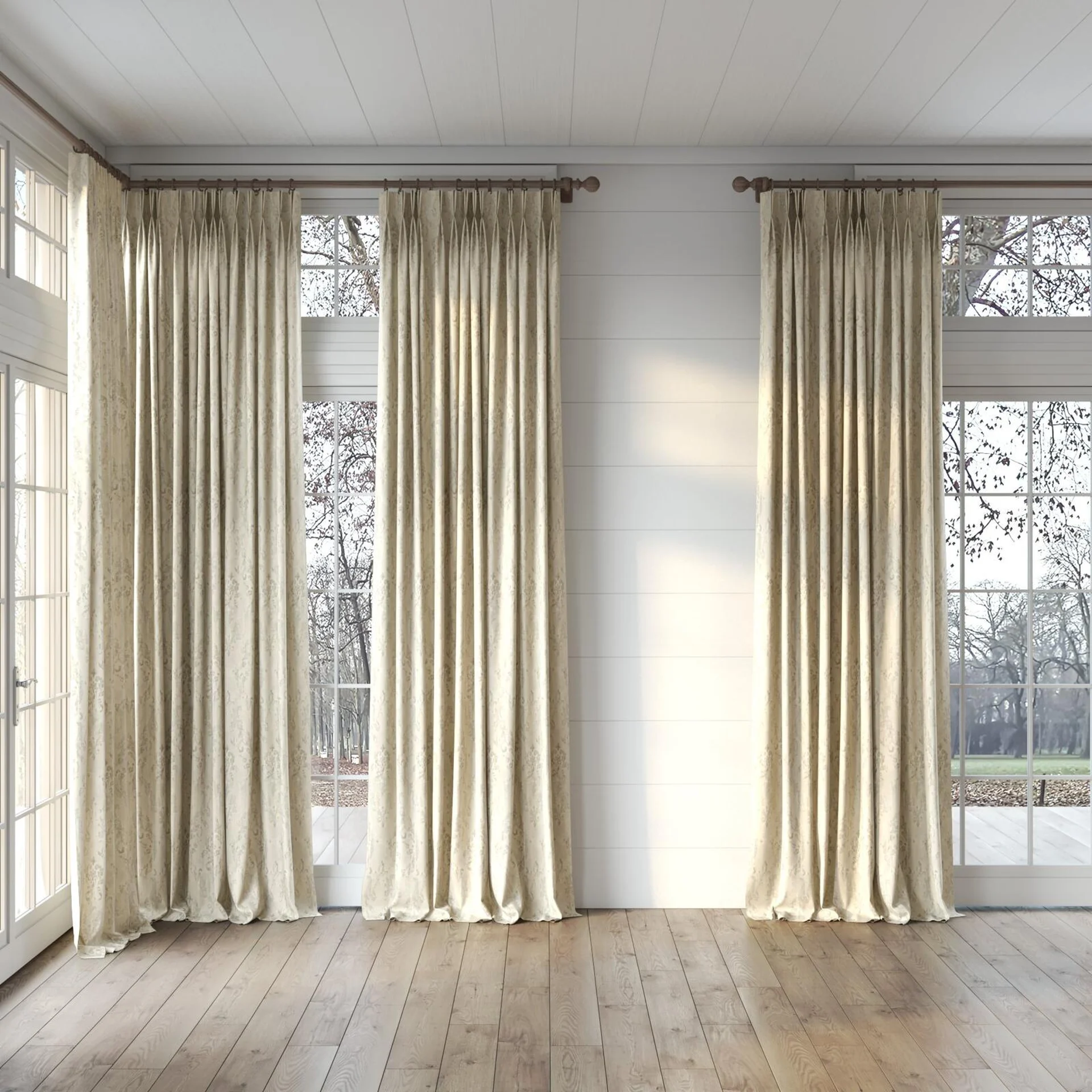 Full view of Congress Oyster, puddled, on curtain rod