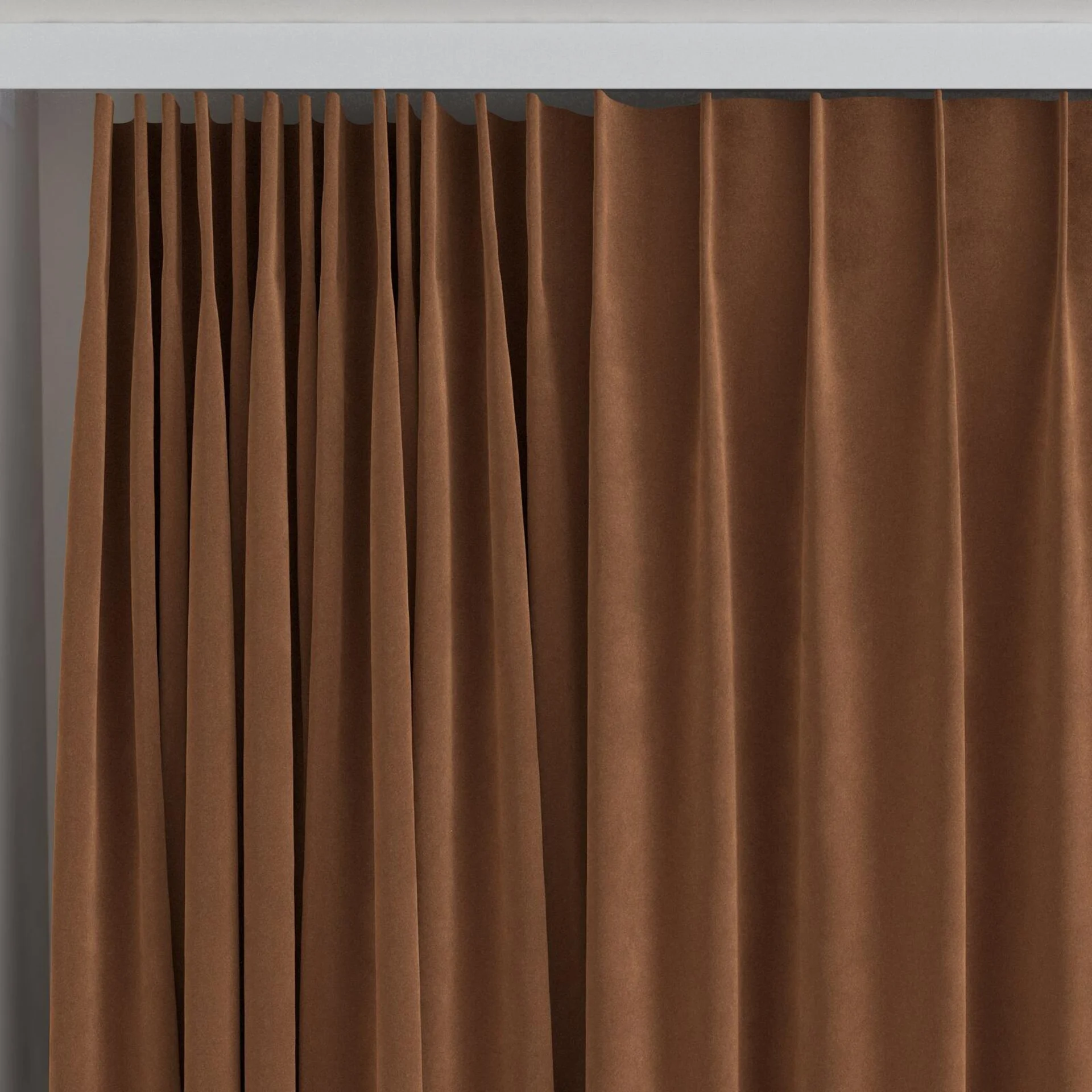 Top view of Lux Velvet Nut 8401, on curtain rail
