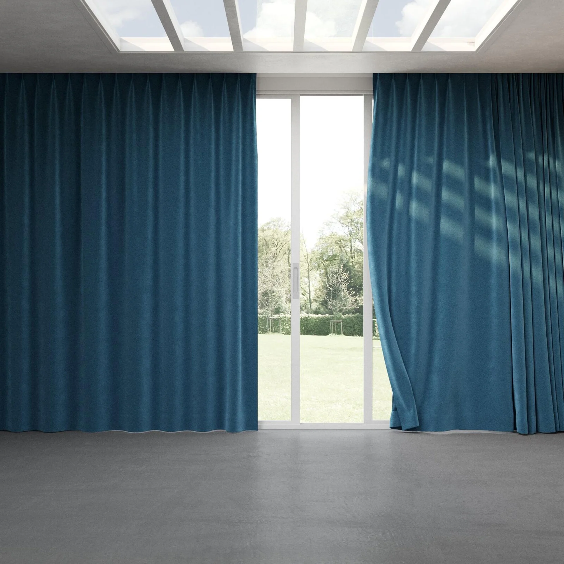 Full view of Geneva Petrol, pinch pleat
