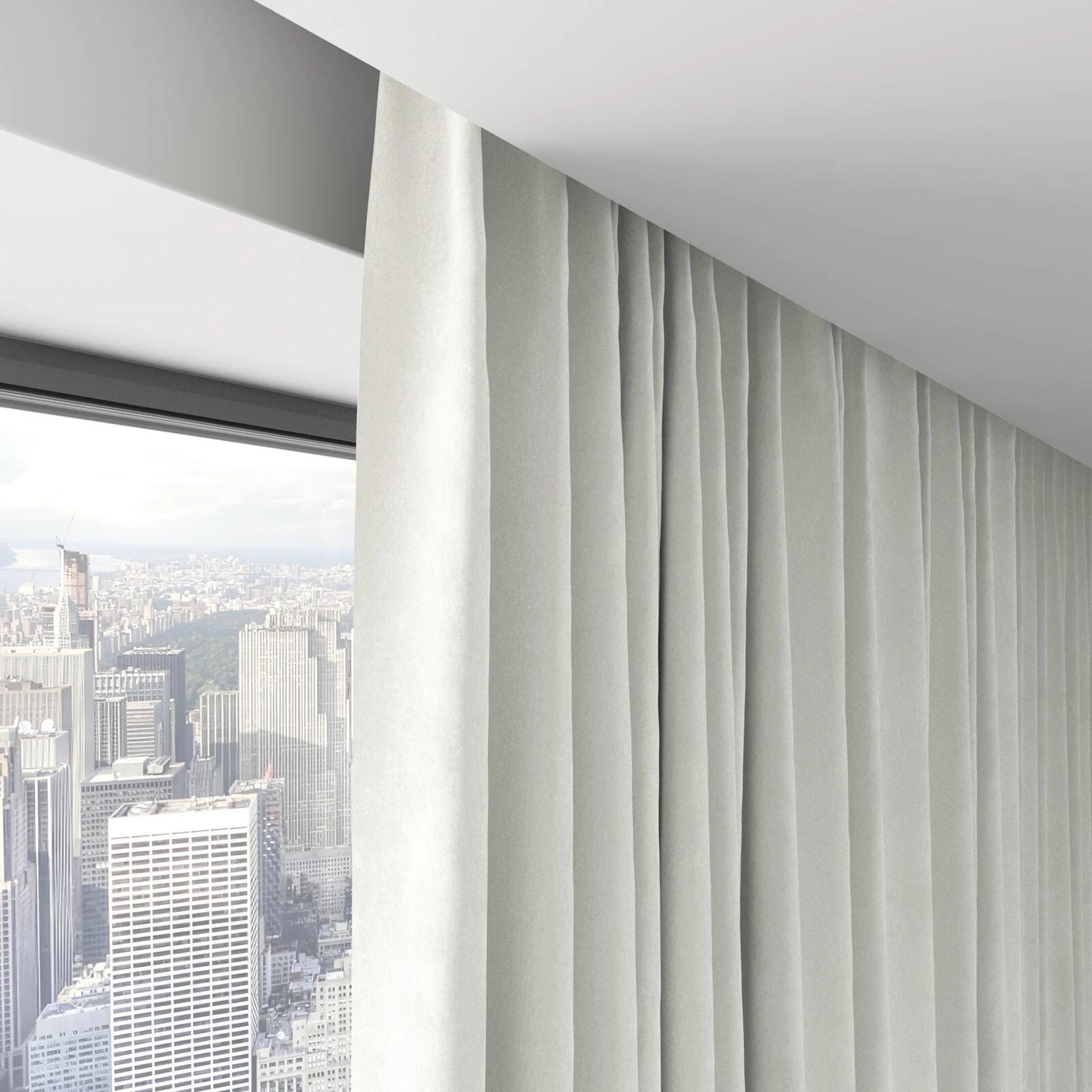 Top view of Lux Velvet White 8308, on hidden rail