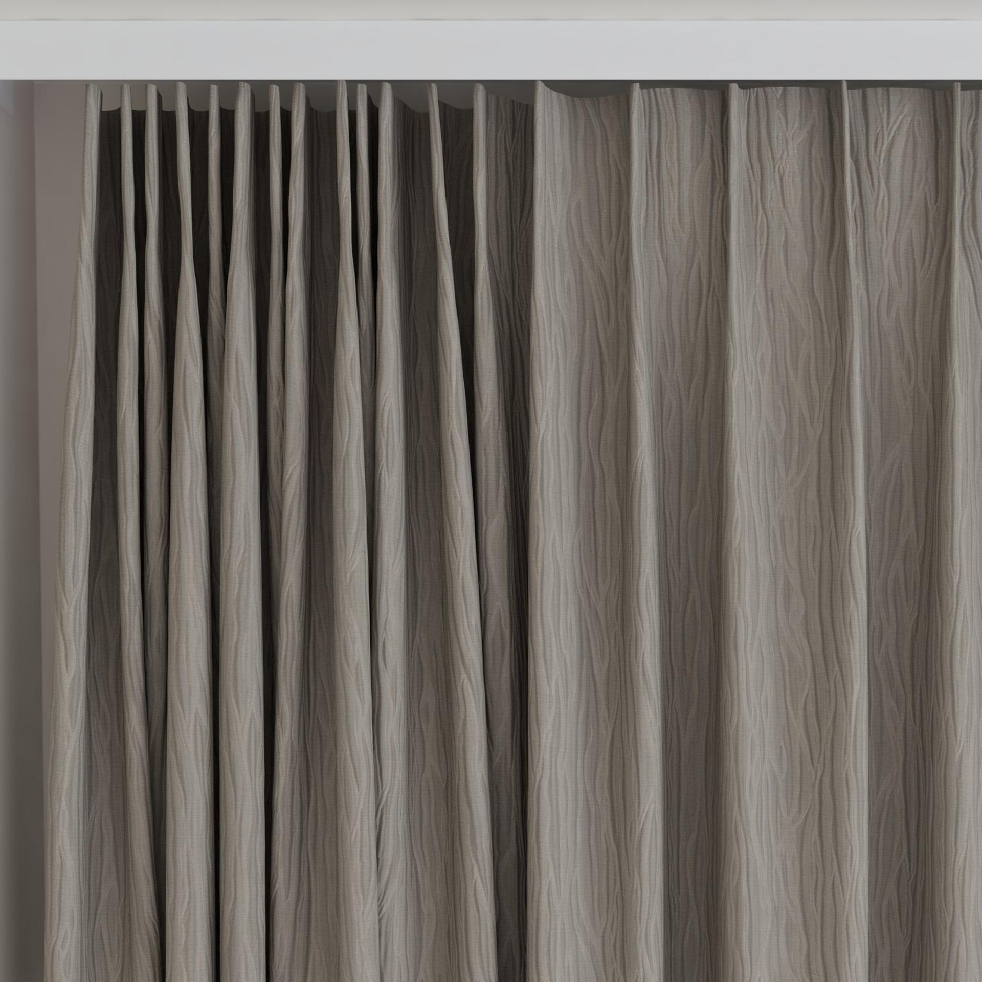 Top view of Sandrift Sepia, on curtain rail