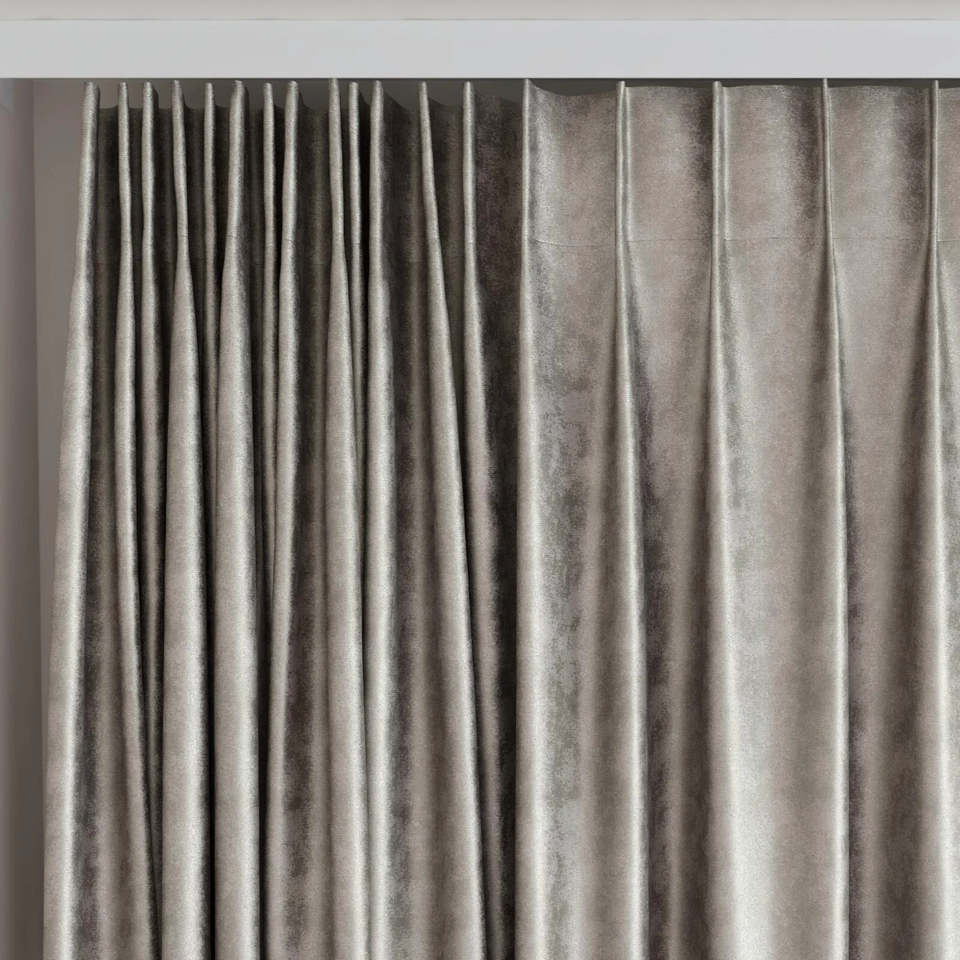 Top view of Fizz Titanium, on curtain rail