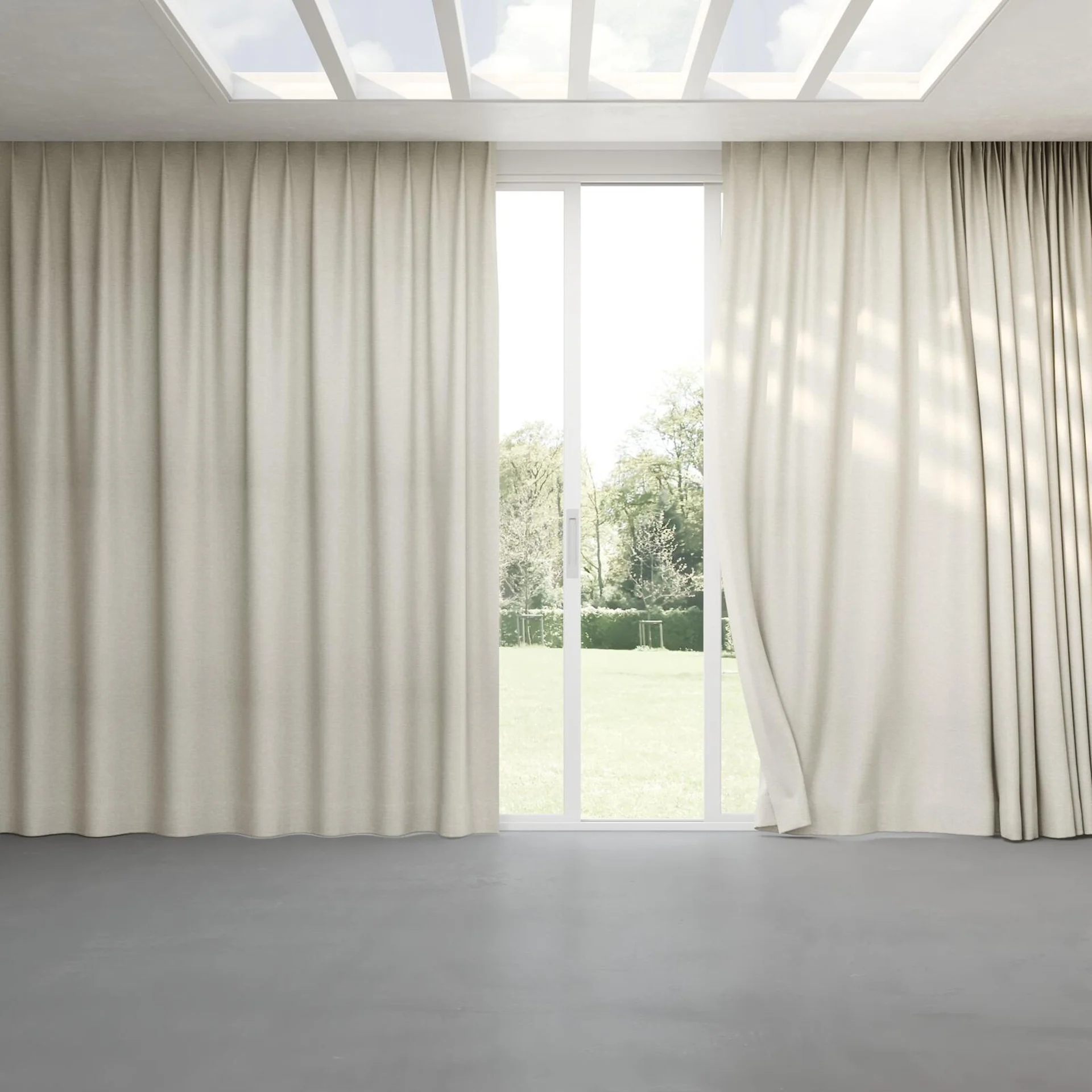 Full view of Goa Feather, pinch pleat