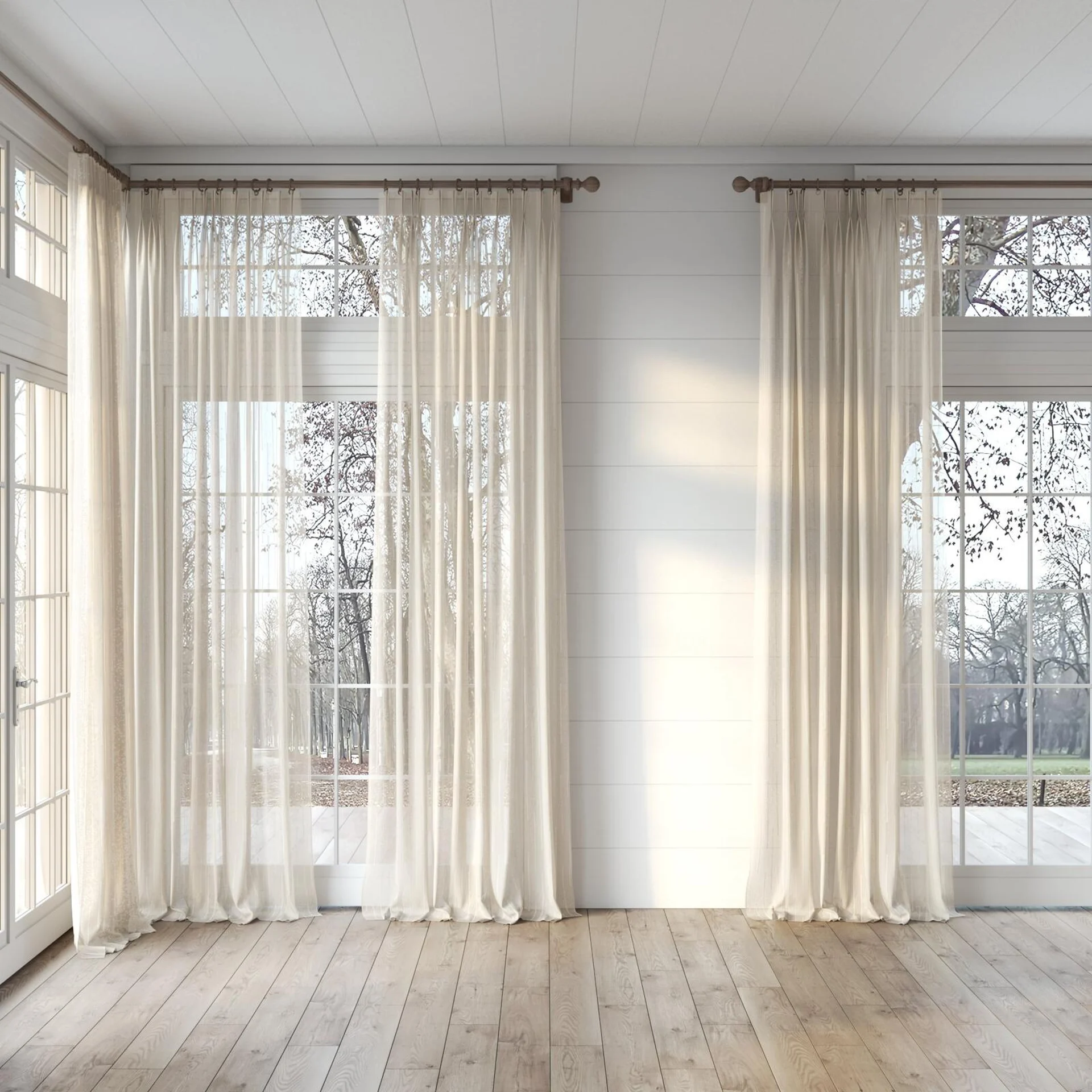 Full view of Salento Dune, puddled, on curtain rod