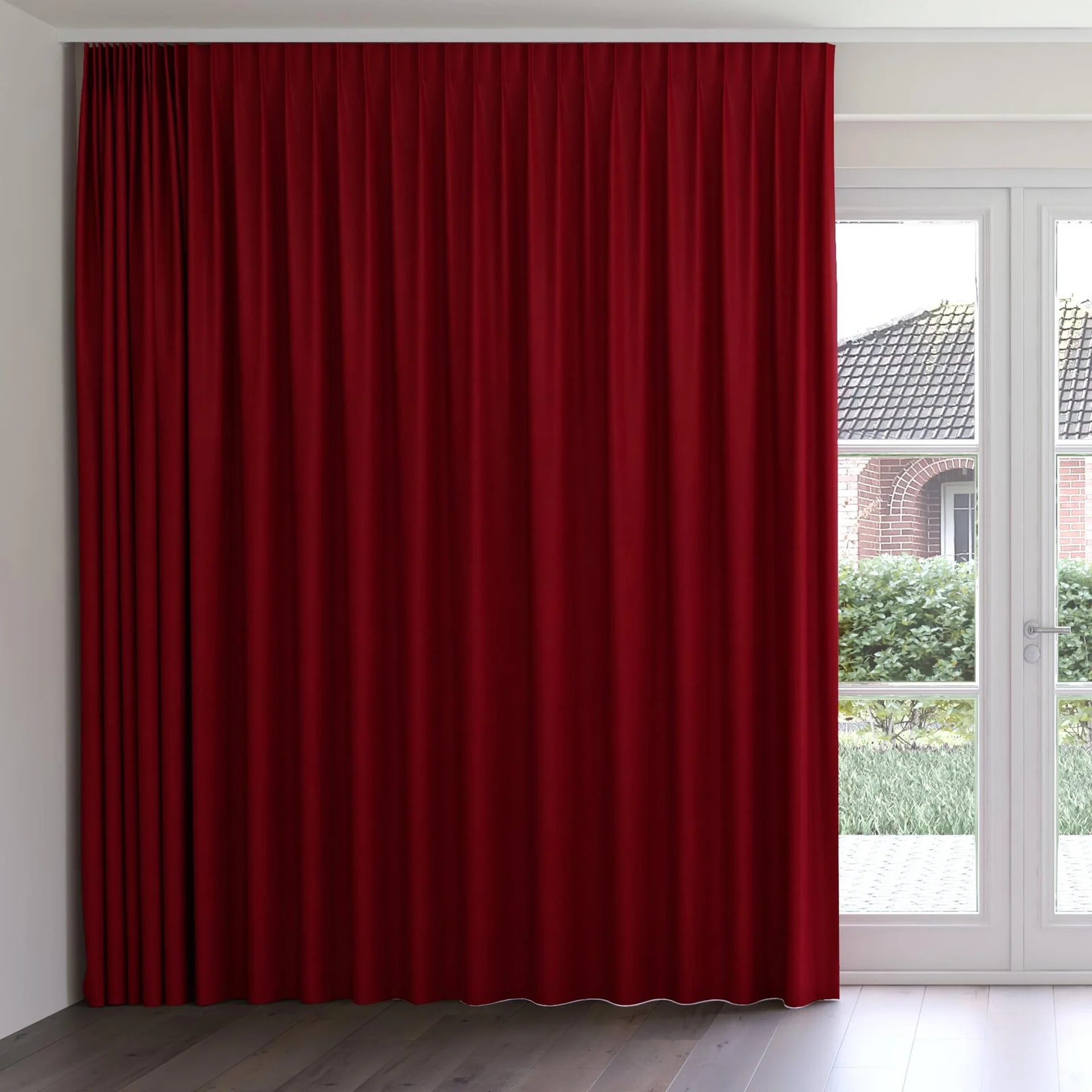 Front view of Lech Cranberry, on curtain rail