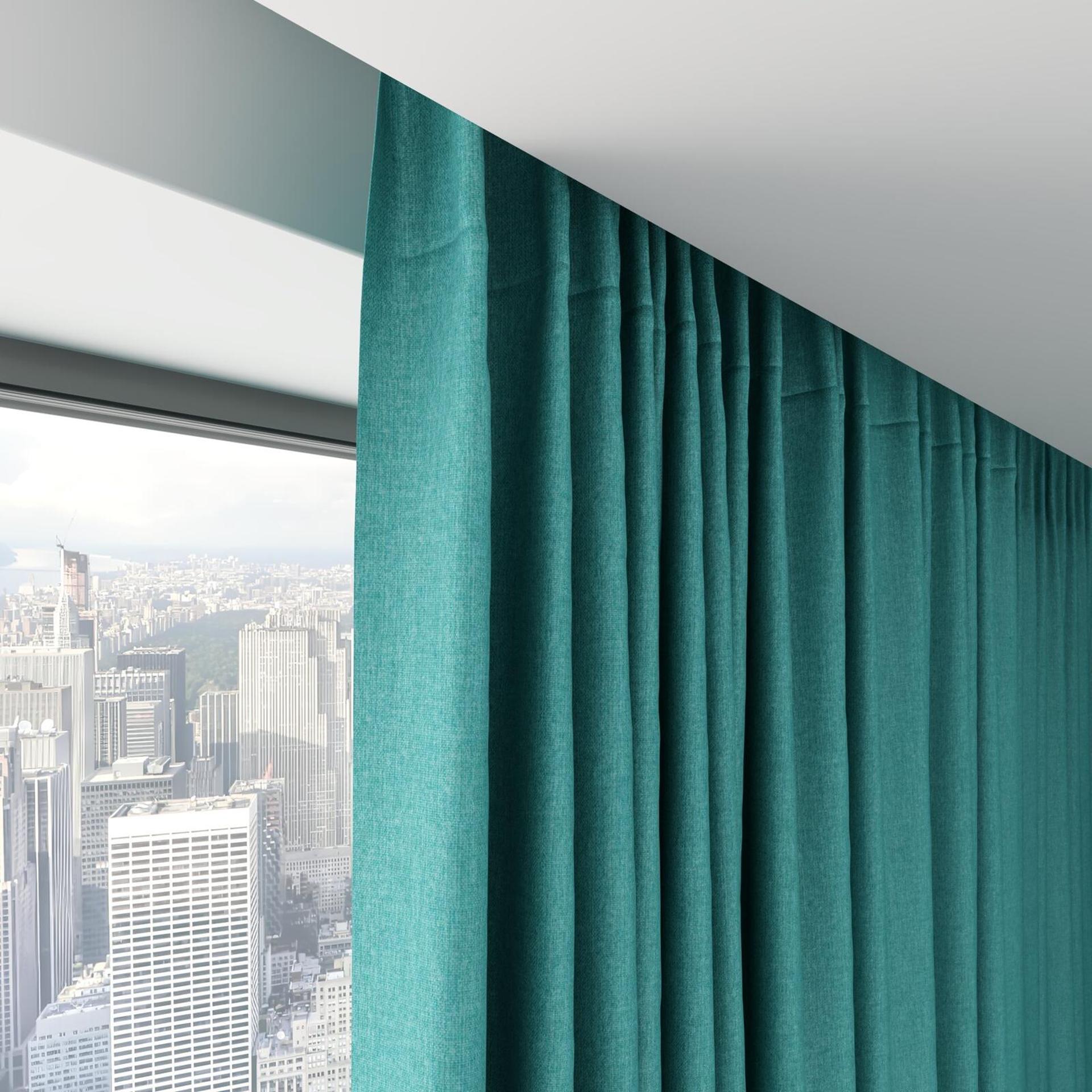 Top view of Cushy Teal, on hidden rail